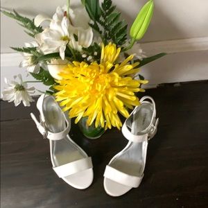 White wedge heels